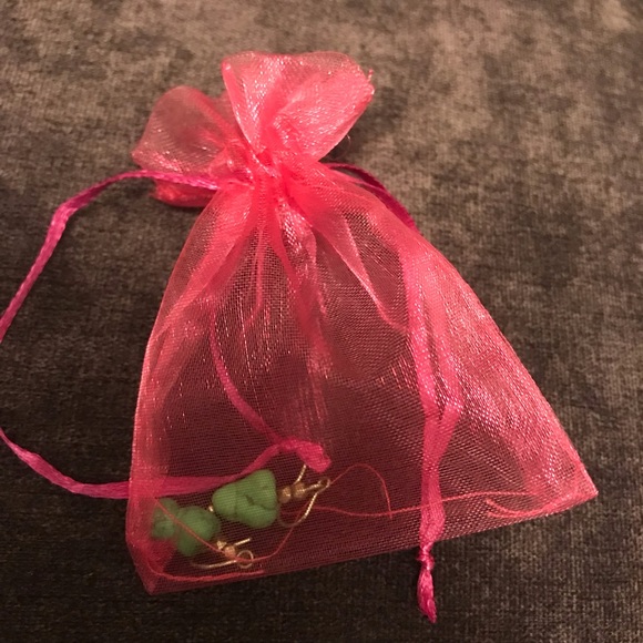 Vintage teal rock small earrings - Picture 5 of 5